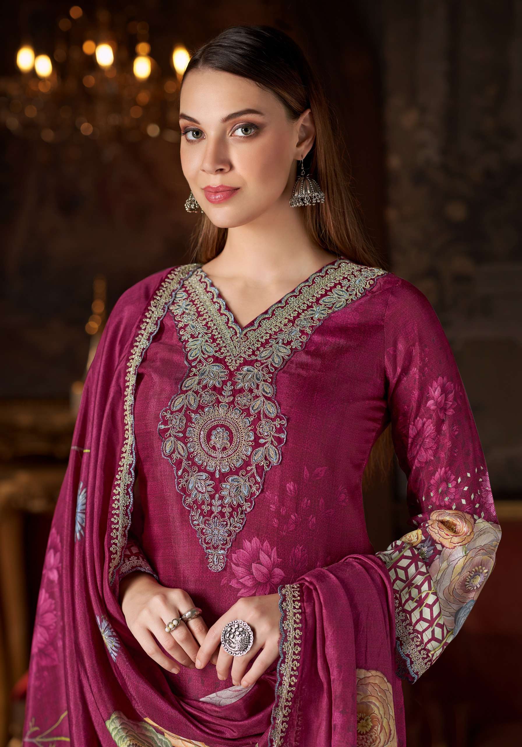 ALOK SUIT FLORA BELLE VOL 2 MASLIN DIGITAL NECK & DAMAN DRESS CATALOGUE SUPPLIER